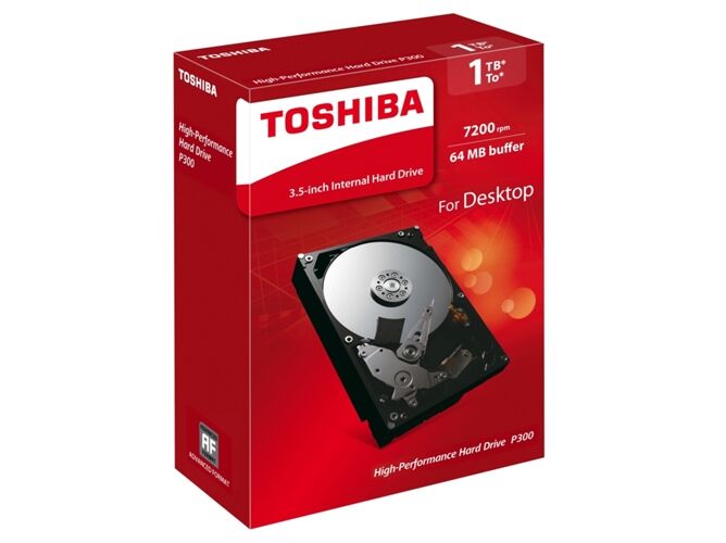 Toshiba Disco HDD Interno TOSHIBA P300 (1 TB - SATA - 7200 RPM)