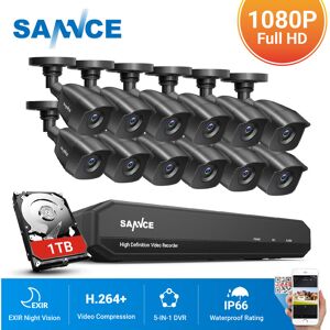 Sannce - Système de caméra de sécurité dvr 16 canaux 5 en 1 1080p avec caméras de surveillance cctv filaires 1080p pour kits de vidéosurveillance