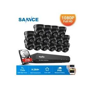 Sannce - 16CH 1080p 5-in-1 CCTV-DVR-Sicherheitskamerasystem und kabelgebundene Überwachungskameras mit 100 Fuß Nachtsicht für Heim-CCTV-Kits 16