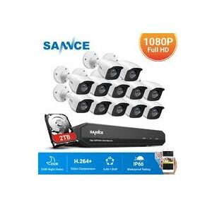 Sannce - 16CH 1080p 5-in-1-Überwachungskamerasystem, cctv-dvr und wasserdichte kabelgebundene Überwachungskameras mit 100 Fuß Nachtsicht für