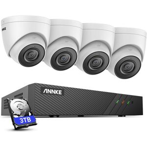 ANNKE 3K kabelgebundenes Outdoor-Überwachungskamera-Set mit Personen-/Fahrzeugerkennung, Videoüberwachungs-Set mit 3 tb 6 mp nvr und 4 x 3K PoE IP-Kamera