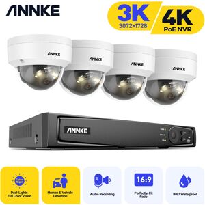 Annke - 5MP PoE Überwachungskamera Set, 4K PoE nvr Videosicherheitssystem 4× Kamera ir Netzwerkkamera Intelligentes Dual Light Außenüberwachungsset