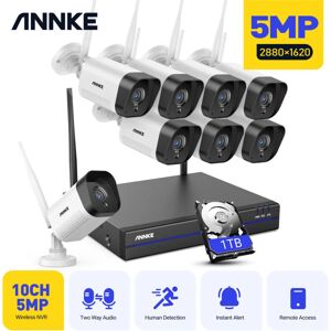 5MP wlan Überwachungskamera Set 8CH WiFi Kameras IP66 Wetterfest cctv Wireless Videoüberwachungssets - 1TB - Annke