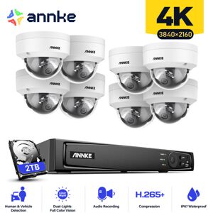 Annke - 8CH 8MP fhd poe Netzwerk-Videoüberwachungssystem nvr Mit 8X 8MP ip Dome-Überwachungskameras Audioaufzeichnung TF-Kartenunterstützung - mit