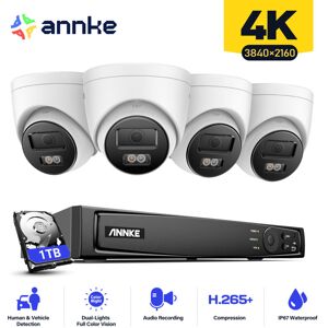 8CH nvr Videoüberwachungsset 4×8MP Smart Kameras Dual Light Turret Kamera Fernzugriff Sicherheits Überwachungs Kameras System - 1TB hdd - Annke