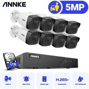 8CH 5MP Ultra hd poe Netzwerk-Videosicherheitssystem 6MP H.265 nvr Mit 8X 5MP 30m Nachtsicht Wetterfeste IP-CCTV-Kamera - mit 1TB Festplatte - Annke