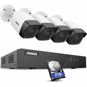 ANNKE H500 Bullet 5MP Super hd POE-Überwachungssystem 8CH nvr 6MP H.265+ onvif mit 2 tb Festplatte und 4 Stück 5 mp Überwachungskameras IP67