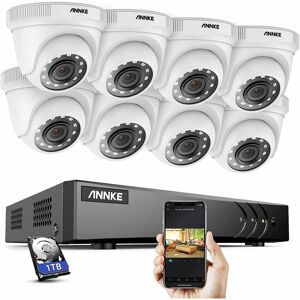 Annke - 1080p kabelgebundenes Outdoor-Überwachungskamera-Set, 5 mp Lite dvr mit 1 tb Festplatte und 8 x 2 mp wasserdichten CCTV-Kameras,