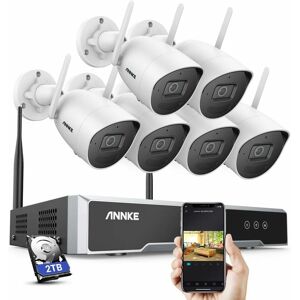 ANNKE WS500 8CH 5MP nvr WiFi-Überwachungskamera für den Außenbereich, 2 tb Festplatte mit 6 5MP WiFi-Kameras, 2T2R MIMO-Antennen, 30M exir 3.0 Nachtsicht,