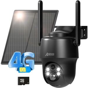 ANRAN 3G/4G LTE Überwachungskamera Aussen Akku mit Simkarte+32 GB SD Karte, 360° Schwenkbare Kabellose Überwachungskamera mit Solarpanel, PIR