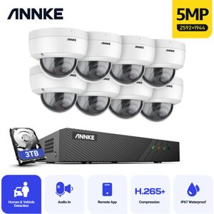 Videoüberwachungssets PoE,8 Kanal nvr 8×5MP Outdoor ip Kameras Audioaufzeichnung Farbnachtsicht Überwachungskamera Kit - 3TB hdd - Annke