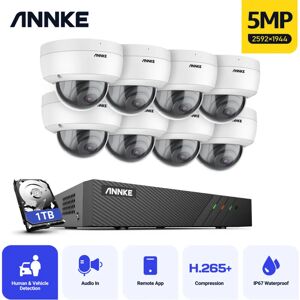 Annke - Videoüberwachungssets PoE,8 Kanal nvr 8×5MP Outdoor ip Kameras Audioaufzeichnung Farbnachtsicht Überwachungskamera Kit - 1TB hdd