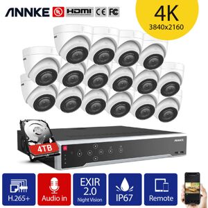 Annke - 4K Ultra hd PoE Sistema de cámara de seguridad de torreta con cámaras ip con cable para exteriores 12MP 32CH onvif nvr H.265 + Codificación