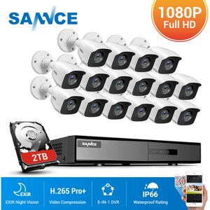 Sannce - 16CH 1080p Überwachungskamerasystem 5 in 1 dvr cctv Kabelgebundene Videoüberwachungskits für Outdoor Indoor 16 Kameras – 2 tb Festplatte