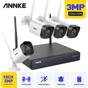 WE400 8CH 3MP Super hd Wireless-Sicherheitskamerasystem mit 4PCS 3MP IP-Kameras Audioaufzeichnungs-Überwachungskit - ohne Festplatte - Annke