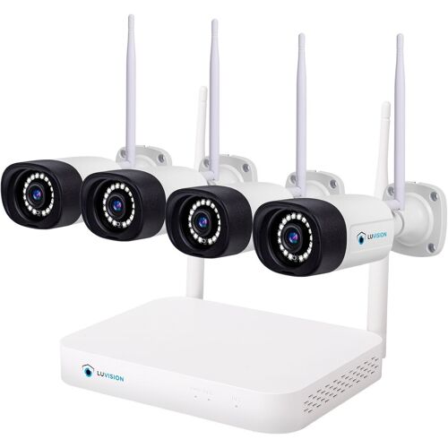 LUVISION Dual WLAN Funk Video Überwachungssystem 10 Kanal Mini NVR 5MP Überwachungskamera Set Mikrofon Cloud