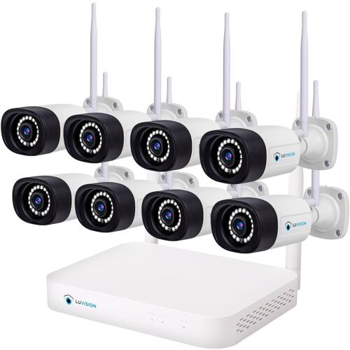 LUVISION Dual WLAN Funk Video Überwachungssystem 10 Kanal Mini NVR 5MP Überwachungskamera Set Mikrofon Cloud