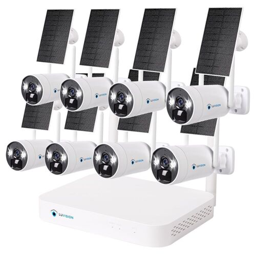 LUVISION Dual WLAN Solar Akku Überwachungssystem 10 Kanal NVR 4MP Überwachungskamera Set Mikrofon