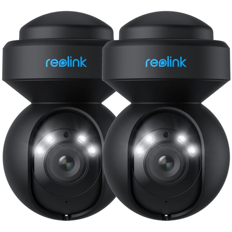 Reolink 5MP WLAN PTZ Überwachungskamera mit smarter Erkennung & Spotlight, Farbige Nachtsicht, Auto-Tracking, E1 Outdoor(Schwarz), 2 Pack