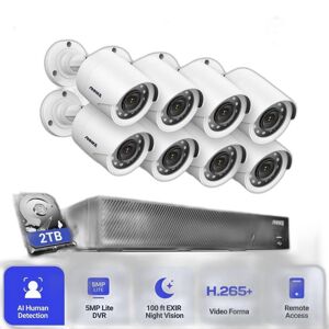 SupplySwap 8CH 5MP DVR CCTV Overvågningssystem - 4/8stk 1080P 2MP Sikkerhedskameraer IR IP66 Udendørs Kit