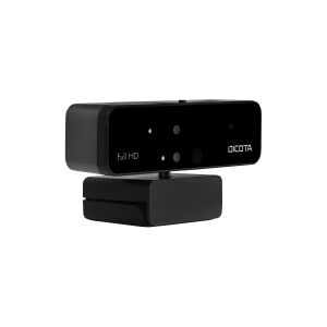 DICOTA Webcam PRO Face Recognition - Webcam - farve - 1920 x 1080 - 1080p - audio - USB 2.0