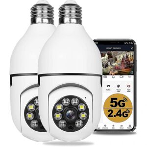 FMYSJ 2 stk 360 graders sikkerhedskameraer trådløst udendørs, wifi lyspære kamera, 1080p trådløse kameraer til hjemmesikkerhed (FMY)