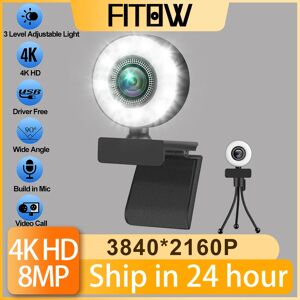 TrustDii Taida – Webcam HD 1080P 2K 4K avec éclairage Ring Fill  caméra de diffusion en direct sur ordinateur