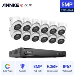 Annke - Kit de vidéosurveillance 16CH Système de sécurité vidéo réseau Super hd PoE 5MP 12 caméras style b – sans disque dur - Publicité