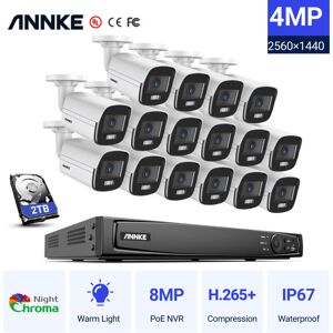 Annke - 4K 16CH Ultra hd PoE nvr System avec 4MP Super hd True Full Color Night Vision H.265 + Network PoE Bullet ip Caméras de sécurité avec 16 - Publicité