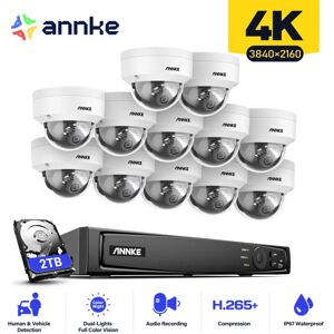 Annke - Kit vidéo surveillance extérieur 16 ch 8mp poe nvr +5 mp caméras dome – 12 caméra sans disque dur - Publicité