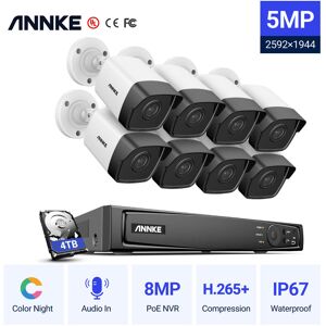 ANNKE Système de caméra de sécurité IP PoE 5MP avec caméras Bullet Vision nocturne couleur ONVIF 16CH 4K NVR pour kits de vidéosurveillance CCTV - Publicité