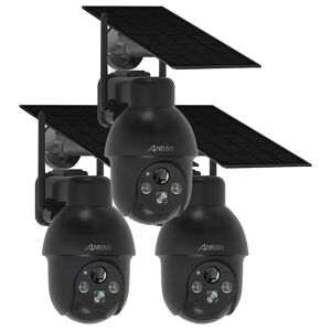 Anran - 3PCS Caméra de surveillance WiFi Extérieure sans Fil Solaire 360°PTZ , Camera batterie avec panneau solaire, Vision Nocturne Couleur pir - Publicité