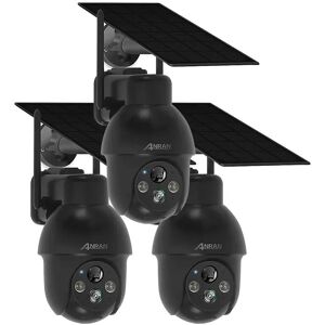 - 3PCS Caméra de surveillance WiFi Extérieure sans Fil Solaire 360°PTZ , Camera batterie avec panneau solaire, Vision Nocturne Couleur pir