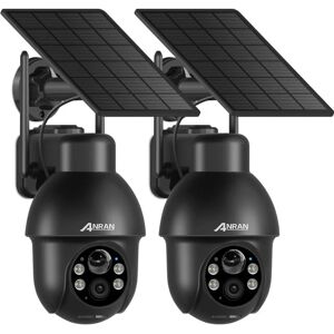 - 2PCS Caméra de surveillance WiFi Extérieure sans Fil Solaire 360°PTZ , Camera batterie avec panneau solaire, Vision Nocturne Couleur pir