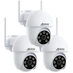 Anran - Caméra de Surveillance Filaire WiFi Extérieure 5MP, 360° ptz Caméra ip avec Suivi Automatique, Vision Nocturne Couleur P3 Max Blanc-3PCS - Publicité