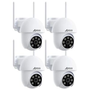 - Caméra de Surveillance Filaire WiFi Extérieure 5MP, 360° ptz Caméra ip avec Suivi Automatique, Vision Nocturne Couleur P3 Max Blanc-4PCS