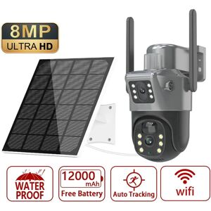 MERKMAK Camera de surveillance solaire exterieure sans fil ptz ip wifi double objectif 4K 8MP suivi humain pir vision nocturne Dispositif de securite sans fil - Publicité