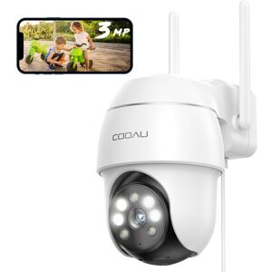 Camera Surveillance WiFi Exterieure k 3MP Suivi Automatique 360° Caméras Dômes ptz Vision Nocturne Couleur Étanchéité IP66 - white - Cooau - Publicité