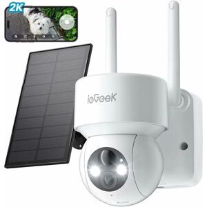 Iegeek - 2K Caméra Surveillance WiFi Extérieure sans Fil Solaire, 360°PTZ, Vision Nocturne Couleur, ai/pir Détection Humaine, Sirène d'alarme, - Publicité