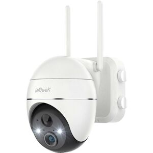 Iegeek - Caméra Surveillance WiFi Extérieure Caméra ip Batterie Vision Nocturne Couleur pir Détection de Mouvement - white - Publicité