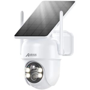 ANRAN 5MP Caméra Surveillance WiFi Extérieure sans Fil, Panneau Solaire Intégré, Caméra IP sur Batterie, Vision Nocturne Couleur, Détection Humaine, - Publicité