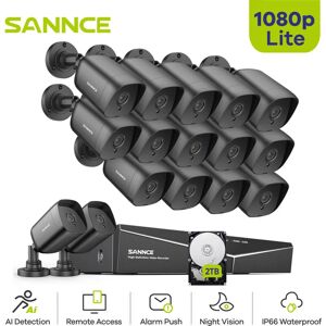 Sannce - Kit Caméra de surveillance filaire 16 ch 5 en 1 dvr enregistreur + Caméra extérieur hd 1080P Vision nocture 20m - 16caméras + disque dur 2TB - Publicité