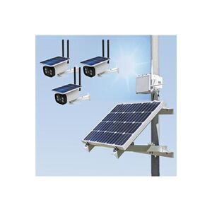 AMC Kit vidéosurveillance 3G 4G autonome solaire waterproof avec 3 caméras solaires Wifi HD 1080P waterproof IR accès à distance via iOS Android 64 Go - Publicité