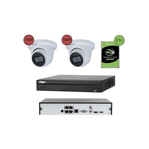 Komelec Micro KOMELEC Pack De Vidéosurveillance Ip Poe 2 Caméras Dôme 5mp 30 Jours D'enregistrement - Publicité