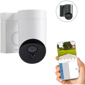 Outdoor Camera blanche - Caméra de surveillance extérieure wifi - Stickers alarme - 1080p Full HD - Sirène 110 dB - Branchement possible sur luminaire existant