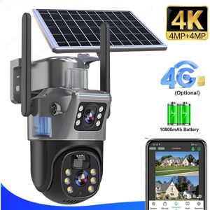 4K 8MP 4G carte Sim batterie solaire caméra extérieure sans fil WiFi IP caméra double lentille double écran Protection de sécurité Surveillance CCTV