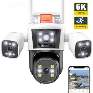 Nouvelle caméra IP ue 6K 12MP WiFi trois écrans caméras PTZ extérieures Protection de sécurité à domicile suivi automatique caméra de Surveillance vidéo CCTV