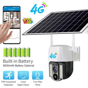 Caméra solaire 4G Sim extérieure double objectif PIR détection humaine sans fil Camara alimenté en énergie étanche CCTV Protection de sécurité à domicile