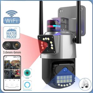 Nouvelle caméra IP ue 8MP 4K extérieure WiFi PTZ double objectif double écran suivi automatique étanche sécurité vidéo Surveillance Police alarme lumineuse CCTV