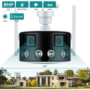 4K 8MP Dual Lens Panoramic WIFI Camera 180° Wide Viewing Angle AI Human Detection 4MP ICSEE Surveillance IP Camera Outdoor Waterproof